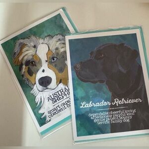 Australian Shepherd and Labrador Retriever Art Print Greeting Cards
